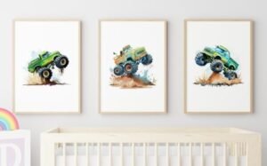 Monster Truck Nursery Wall Art Kids
