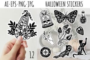 stickers black and white