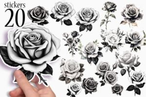 stickers black and white