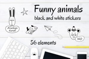 stickers black and white