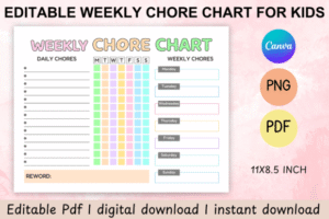 family chore chart colorful template