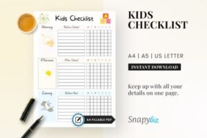 editable kids daily routine checklist