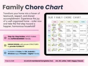 family chore chart colorful template