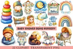 baby shower clipart boho nursery clipart