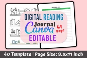 digital reading journal canva template