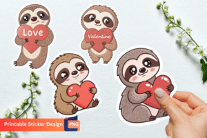 cute sloth cartoon sticker bundle