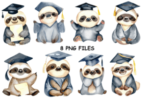 cute sloth cartoon sticker bundle