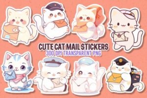 cute cat kawaii stickers bundle