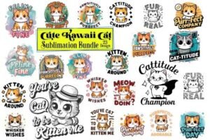 cute cat kawaii stickers bundle