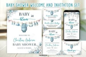 boy baby shower invitation bundle set