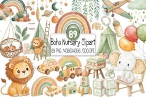 baby shower clipart boho nursery clipart