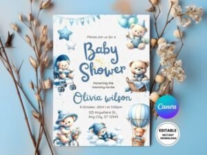 boy baby shower invitation bundle set
