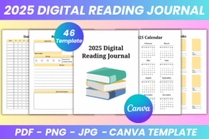 digital reading journal canva template