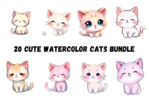 cute cat kawaii stickers bundle