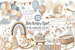 baby shower clipart boho nursery clipart