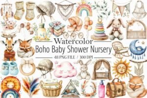 baby shower clipart boho nursery clipart