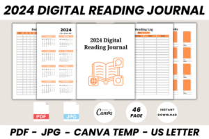 digital reading journal canva template
