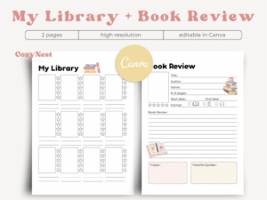 digital reading journal canva template