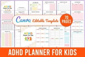 adhd planner for kids for canva interior