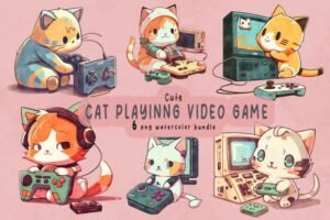 cute cat kawaii stickers bundle
