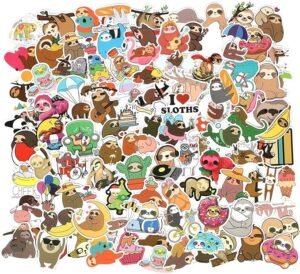 cute sloth cartoon sticker bundle