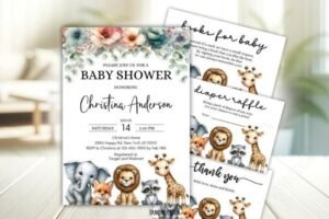 boy baby shower invitation bundle set