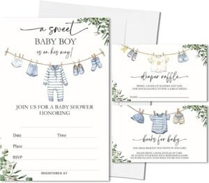 boy baby shower invitation bundle set
