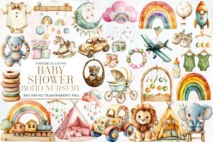 baby shower clipart boho nursery clipart