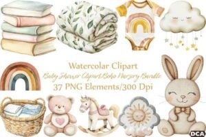 baby shower clipart boho nursery clipart