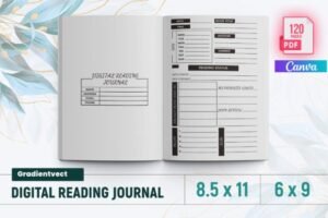 digital reading journal canva template