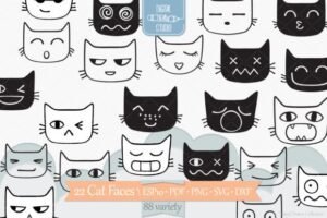 cute cat kawaii stickers bundle