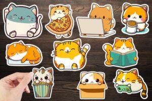 cute cat kawaii stickers bundle