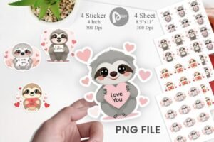 cute sloth cartoon sticker bundle