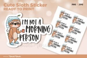 cute sloth cartoon sticker bundle