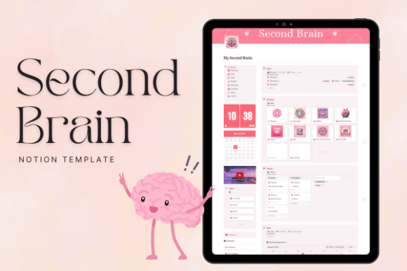 aesthetic pink second brain notion