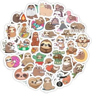 cute sloth cartoon sticker bundle