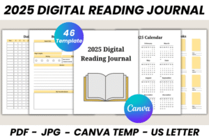 digital reading journal canva template