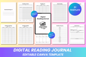 digital reading journal canva template