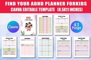 adhd planner for kids for canva interior