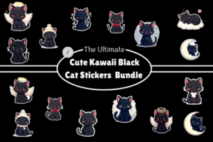 cute cat kawaii stickers bundle