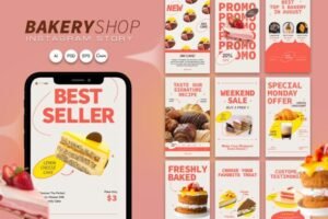 bakery instagram canva story template