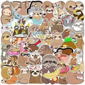cute sloth cartoon sticker bundle