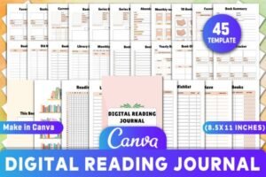 digital reading journal canva template