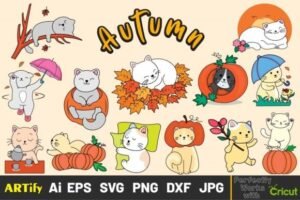 cute cat kawaii stickers bundle