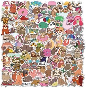 cute sloth cartoon sticker bundle