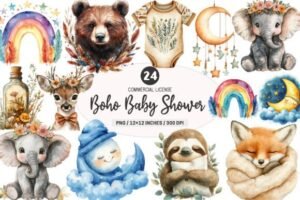 baby shower clipart boho nursery clipart