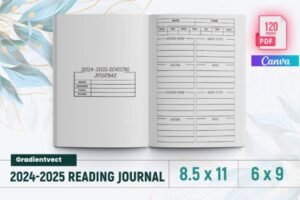 digital reading journal canva template