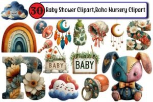 baby shower clipart boho nursery clipart
