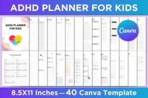 adhd planner for kids for canva interior