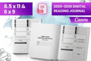 digital reading journal canva template